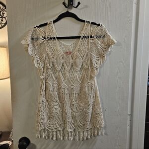 Body Central Ivory Crochet Top